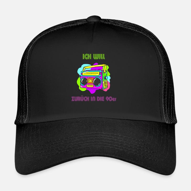 90er jahre - Trucker Cap - Schwarz/Schwarz