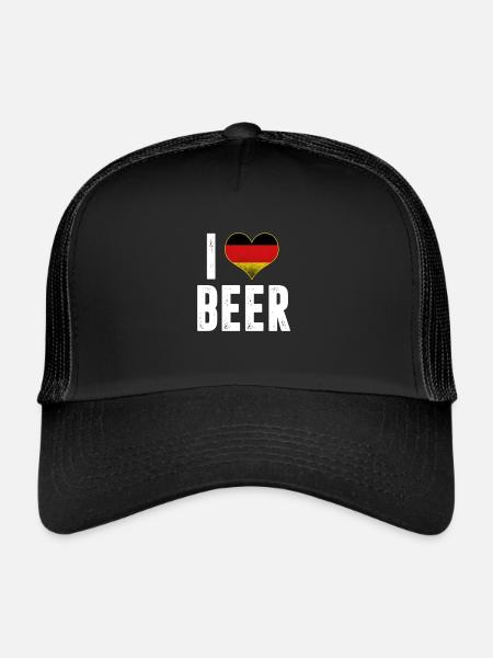 I Live Beer Bier German Flag Beer Lover Drinker - Trucker Cap - black/black - Front