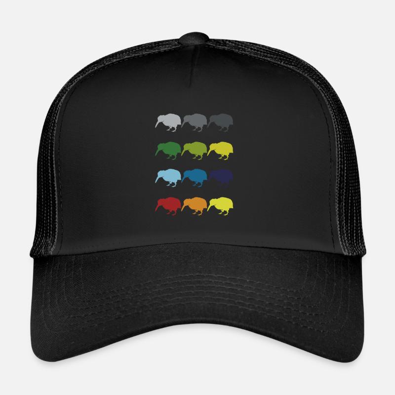 Neon Pop Art Retro Kiwi oiseau de course Idée cadeau - Casquette trucker  - noir/noir