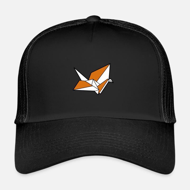 Origami crane bird - Trucker Cap - black/black