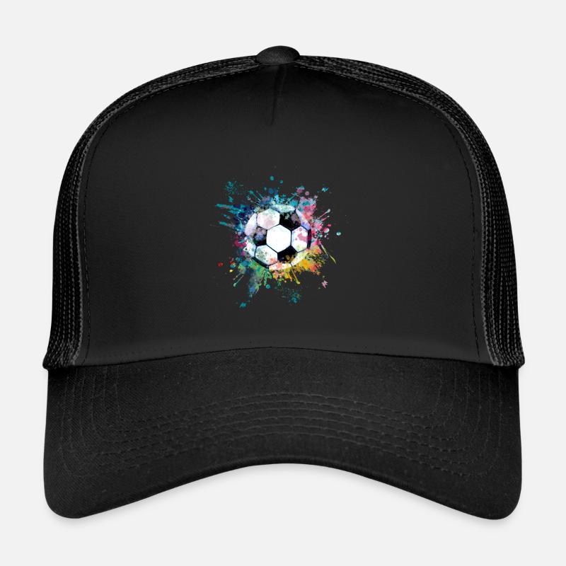 Wasserfabe Farbexplosion Splash Design Fußball - Trucker Cap - Schwarz/Schwarz