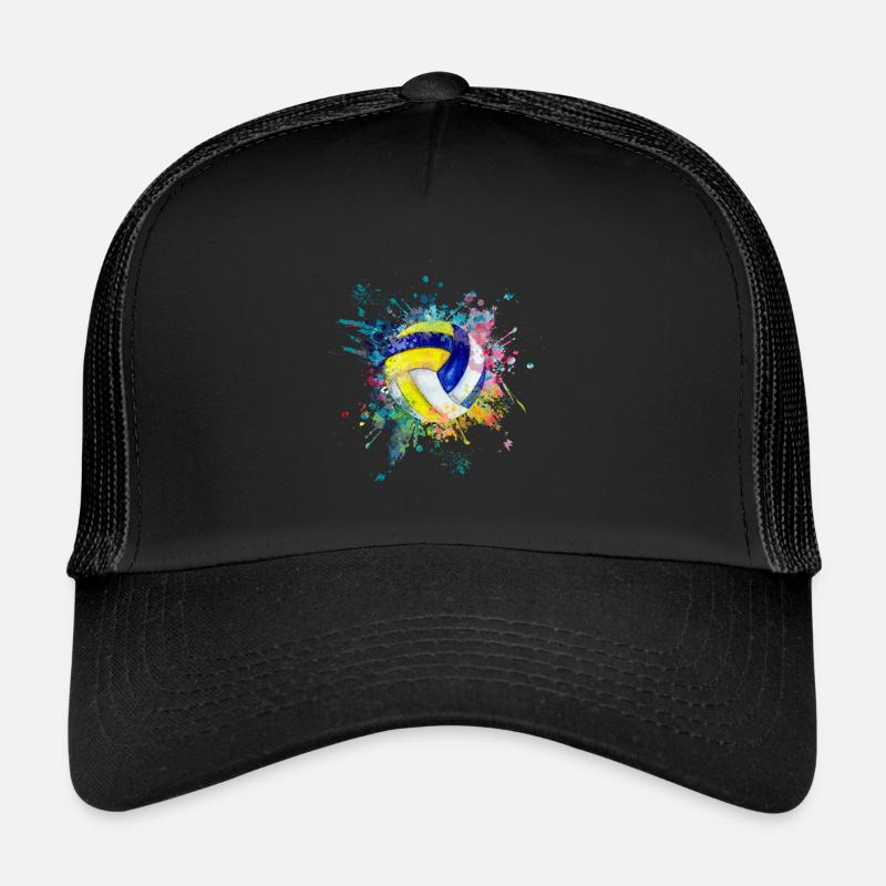 Wasserfabe Farbexplosion Splash Design Volleyball - Trucker Cap - Schwarz/Schwarz
