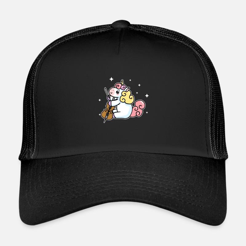 Licorne douce joue au violoncelle amant - Casquette trucker  - noir/noir