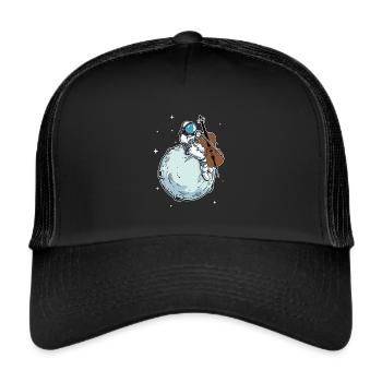Astronaut Spielt Cello Musik Cello Liebhaber - Trucker Cap - Schwarz/Schwarz - Vorne