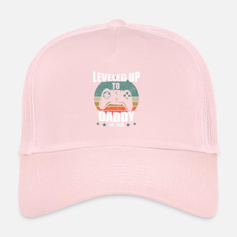 New Dad Funny Leveled Up To Daddy Est. 2022 Trucker Cap