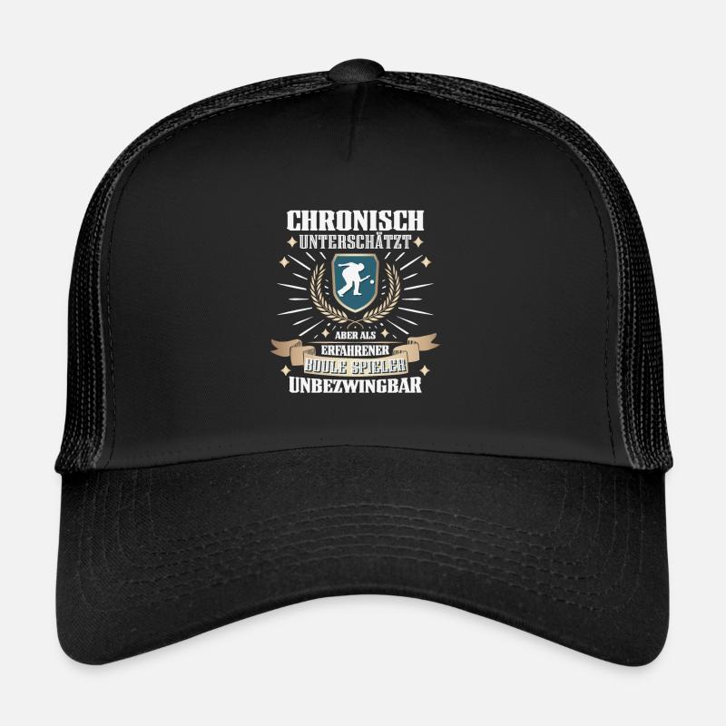 Lustiger Boccia Spieler, Boule Sport und Petanque - Trucker Cap - Schwarz/Schwarz