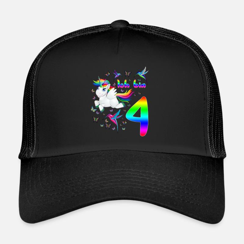 Ich bin 4. Vierter Geburtstag mit Einhorn Trucker Cap