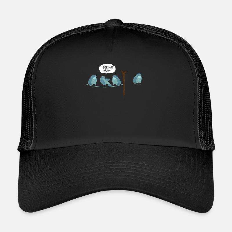 WLAN Bird Comic Who has WiFi Nerd & IT Gift - Trucker Cap - black/black