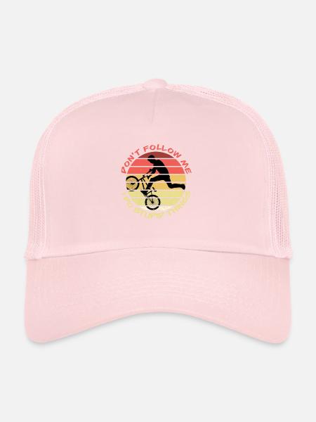 Don’t Follow Me BMX Vélo Cycliste VTT Cadeau - Casquette trucker  - rose pâle - Devant
