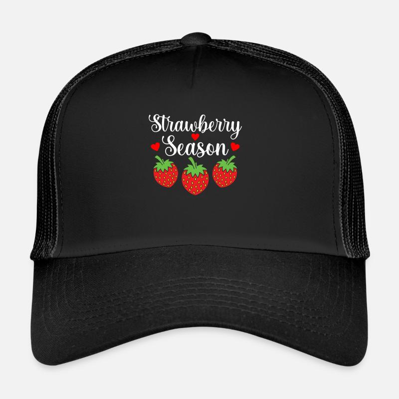 Erdbeere - Trucker Cap - Schwarz/Schwarz