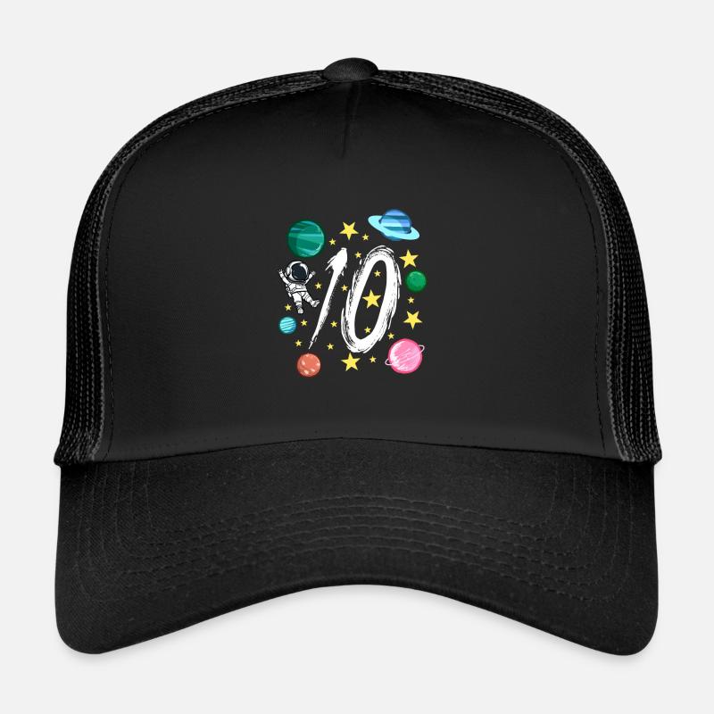 10. Geburtstag 10 Jahre Alt Astronaut Geschenk - Trucker Cap - Schwarz/Schwarz