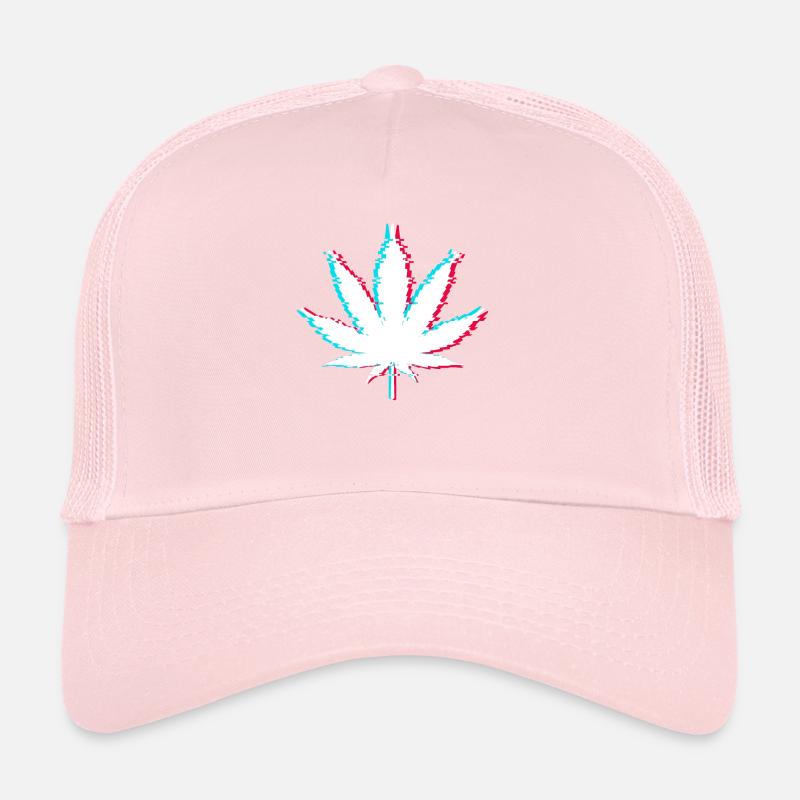 Feuille de marijuana Vaporwave esthétique avec Glitch Casquette trucker 