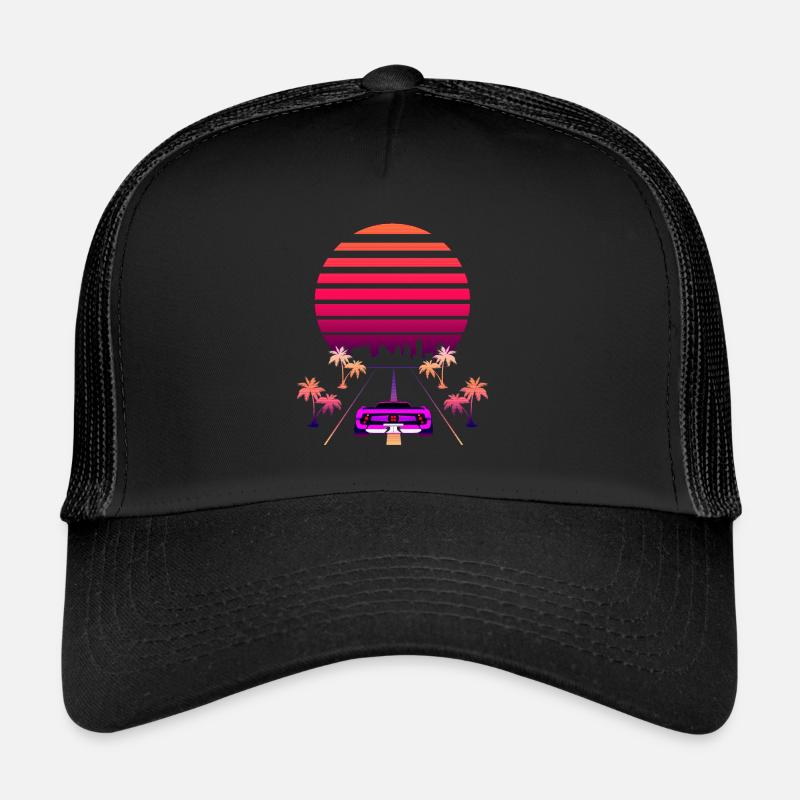 Synthwave Sunset et Retro 80s Sport Fast Car Casquette trucker 