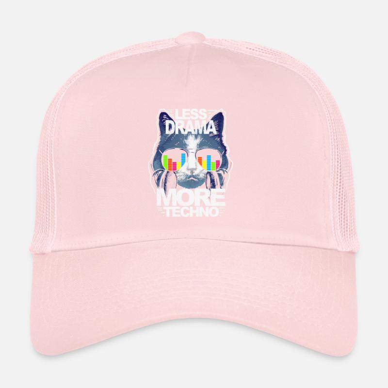 Moins de drame Plus de musique techno house EDM Rave Cat Casquette trucker 