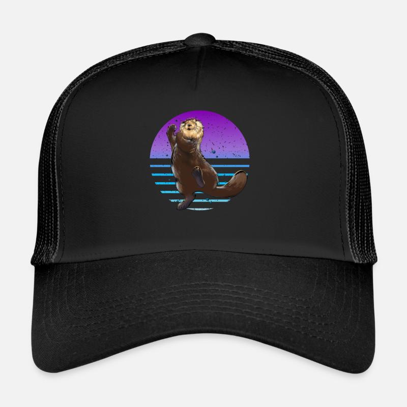 Loutre Rétro - Casquette trucker - noir/noir