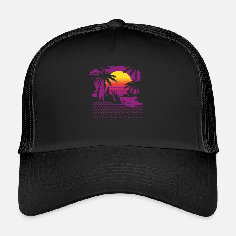 Sunset Mountain Retrowave Trucker Cap
