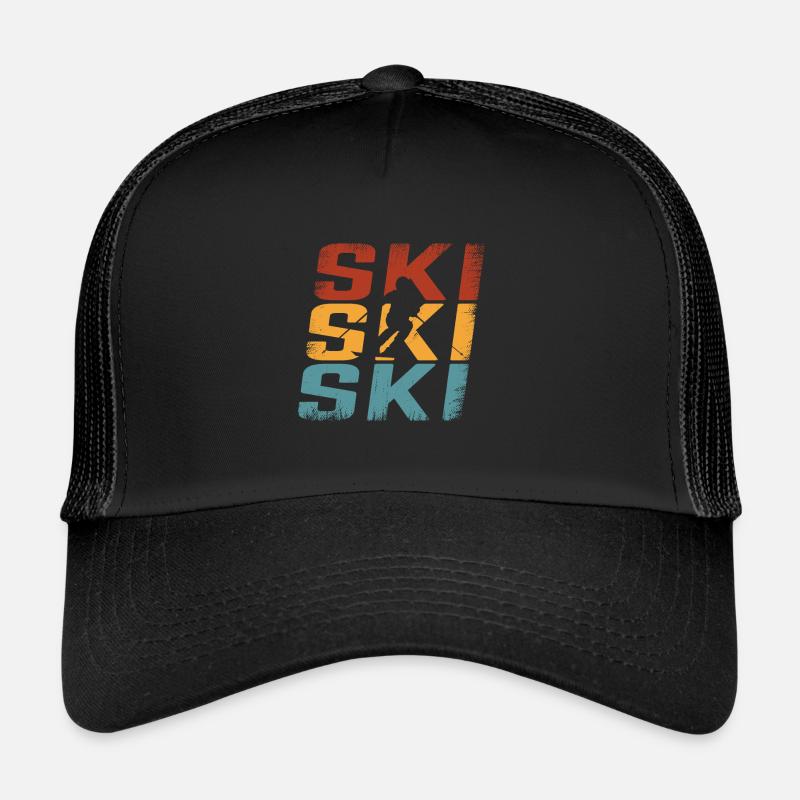 Retro Ski Skiing - Trucker Cap - black/black
