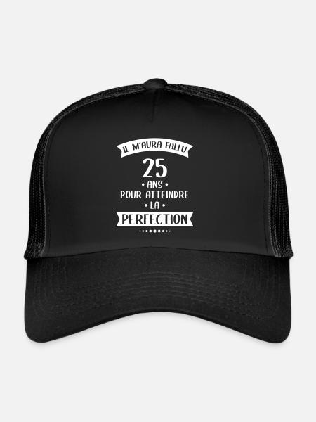 Anniversaire 25 ans - Atteindre la perfection - Casquette trucker  - noir/noir - Devant