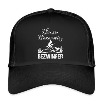 Harz Harzer Hexenstieg Wanderer Geschenk - Trucker Cap - Schwarz/Schwarz - Vorne