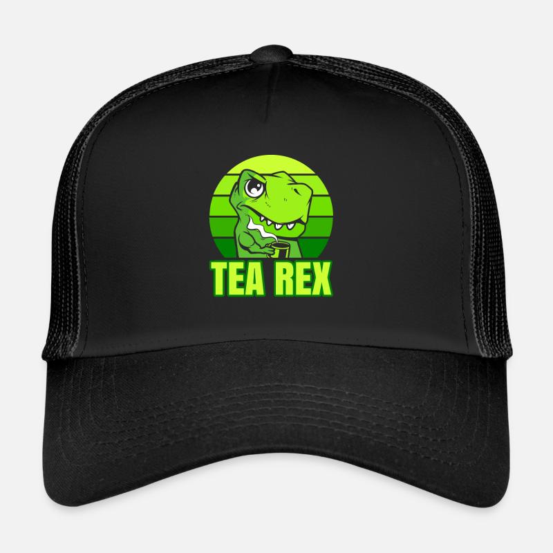 Cute Funny Pun TeaRex - Trucker Cap - Schwarz/Schwarz