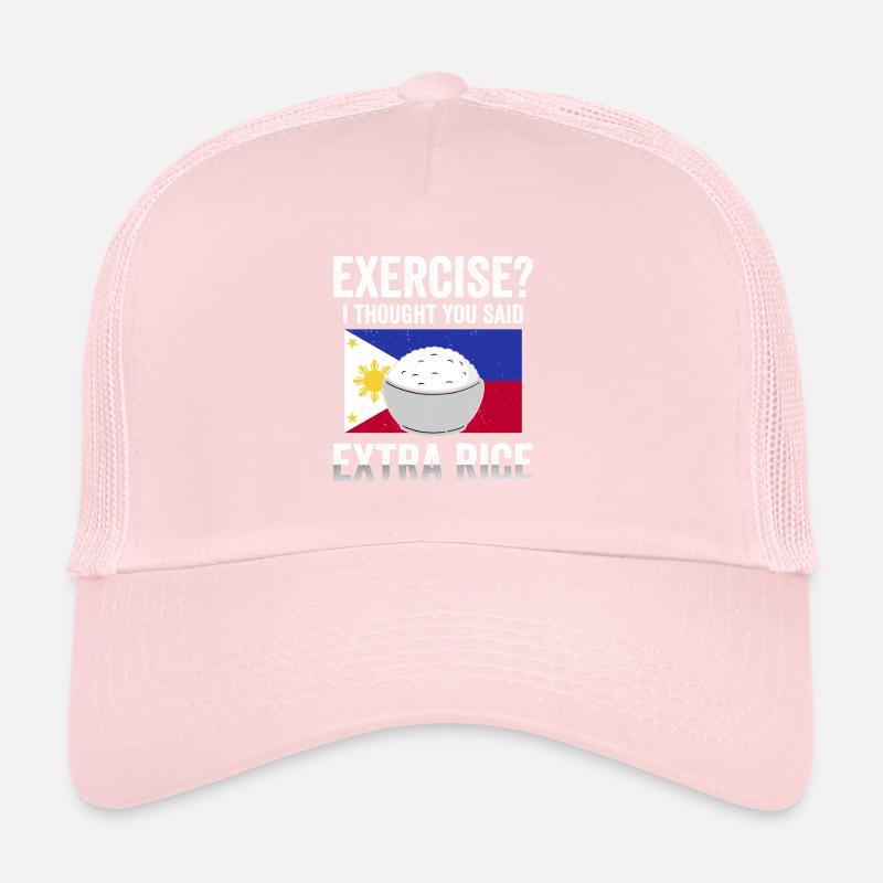 Funny Exercise Extra Rice Filipino Flag Trucker Cap