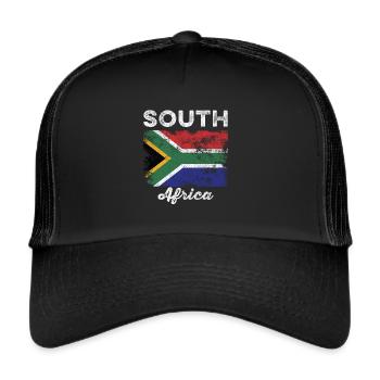 Südafrika Flagge Distressed - Trucker Cap - Schwarz/Schwarz - Vorne