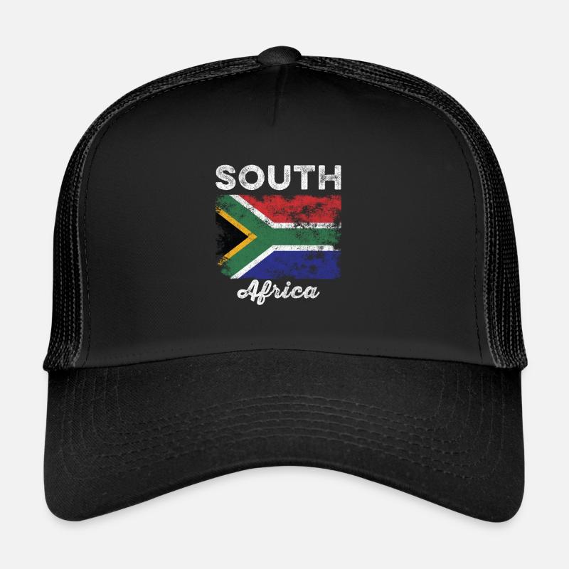 Südafrika Flagge Distressed - Trucker Cap - Schwarz/Schwarz
