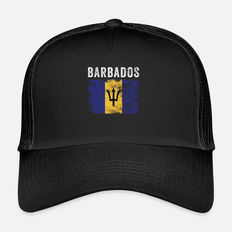 Barbados Flag Distressed Barbadian Flag Trucker Cap