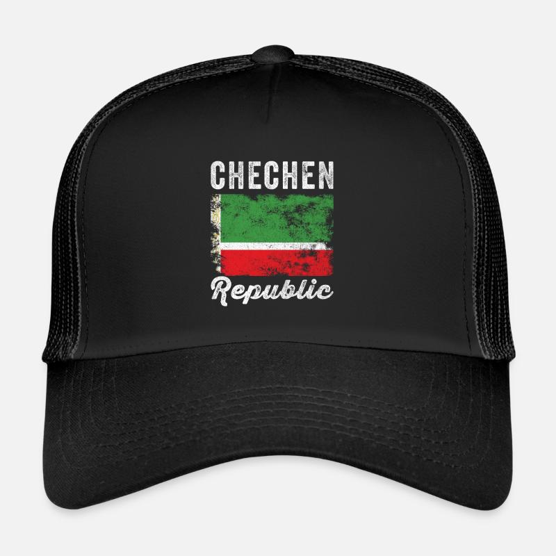 Chechen Republic Flag Distressed Trucker Cap