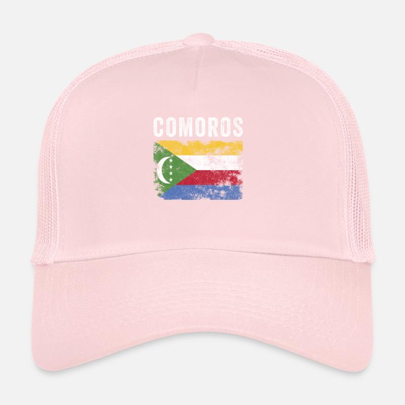 Comoros Flag Distressed - Comoran Flag Trucker Cap