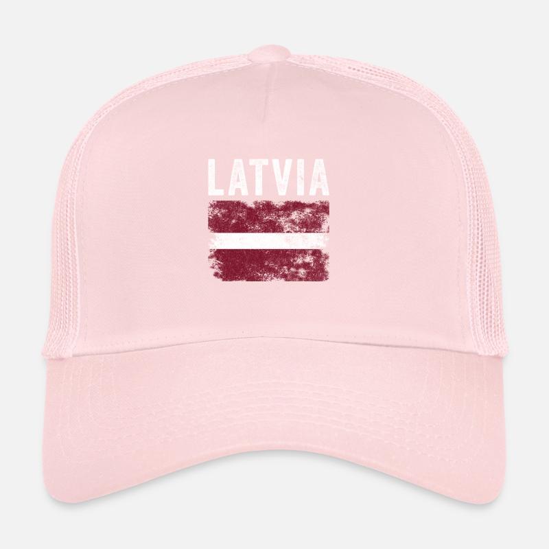 Drapeau letton en détresse - Drapeau letton Casquette trucker 