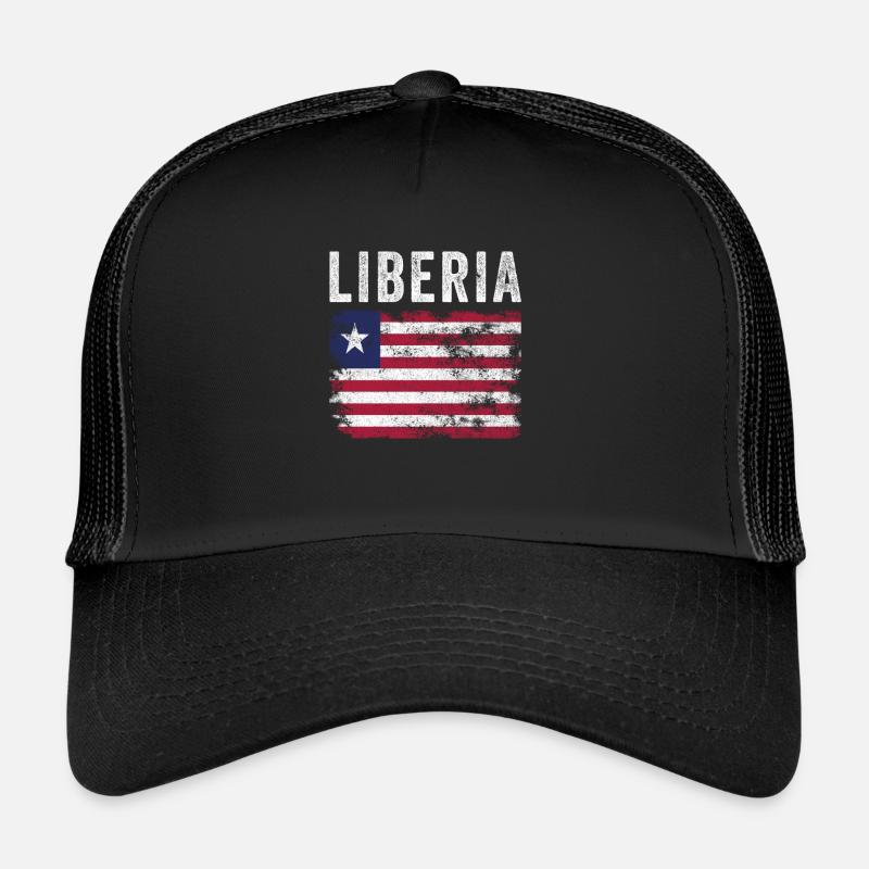 Liberia Flag Distressed - Liberian Flag Trucker Cap