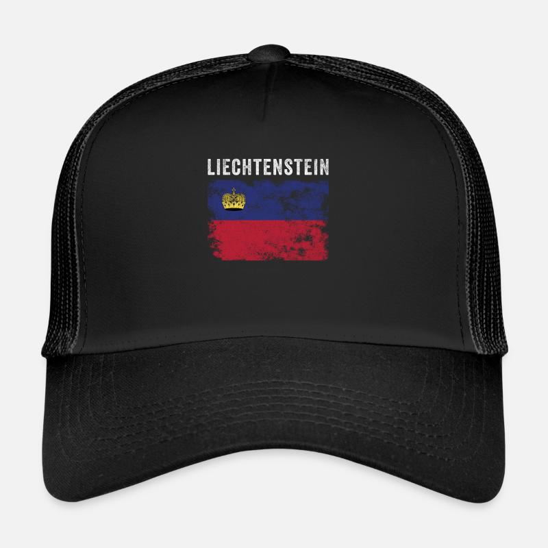 Liechtenstein Flag Distressed Trucker Cap