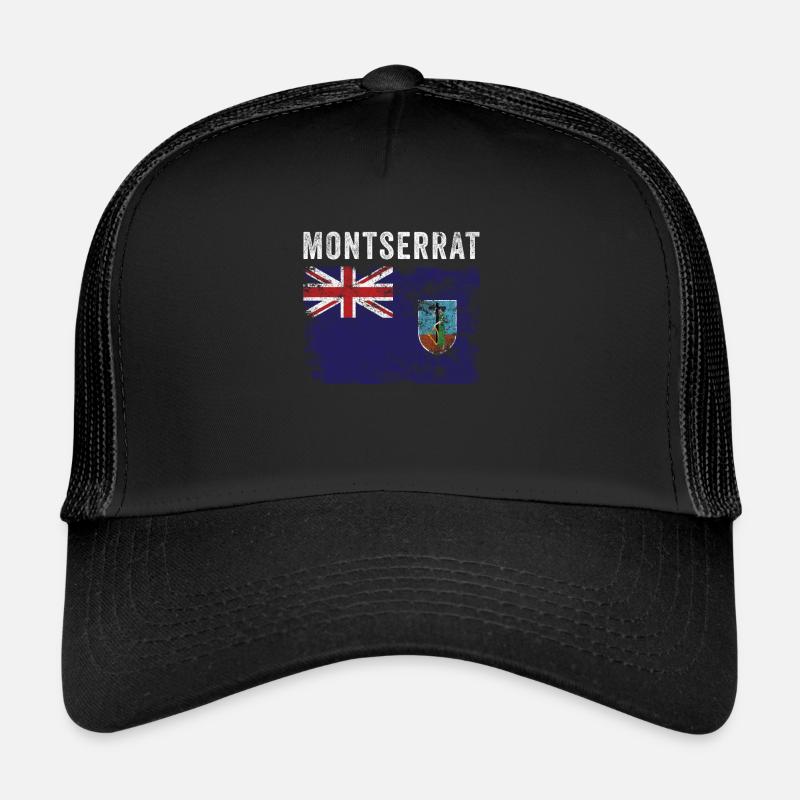 Montserrat Flag Distressed - Trucker Cap - black/black