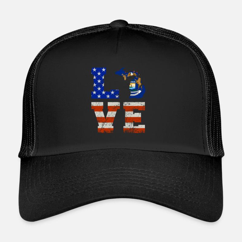 Cher cadeau du drapeau Michigan Us Casquette trucker 
