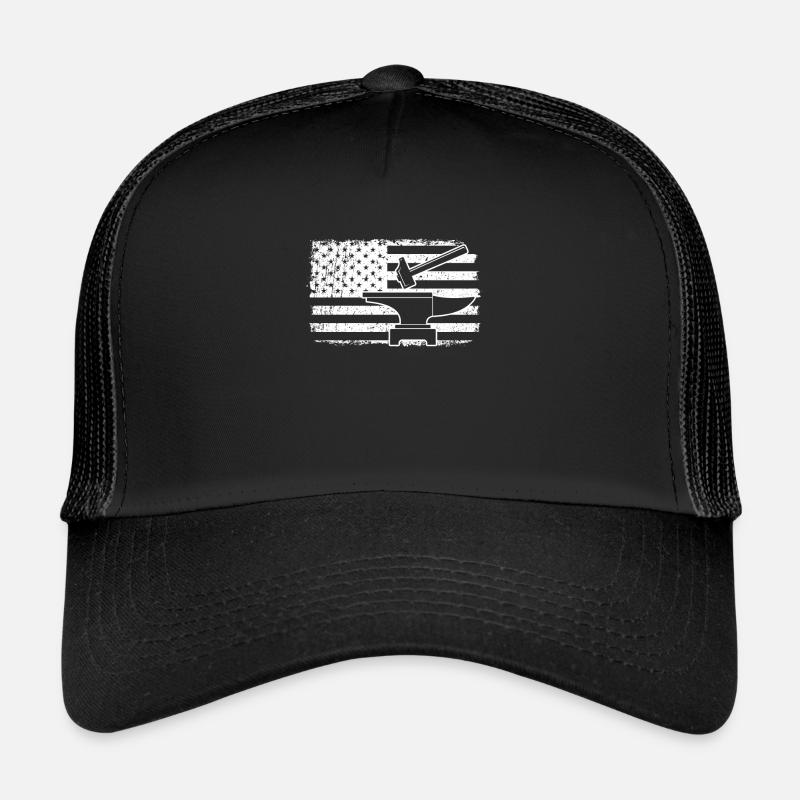 Blacksmith Metalsmith US Flag Patriotic American Trucker Cap