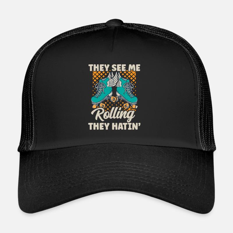 Retro Roller Skates See Me Rollin Trucker Cap