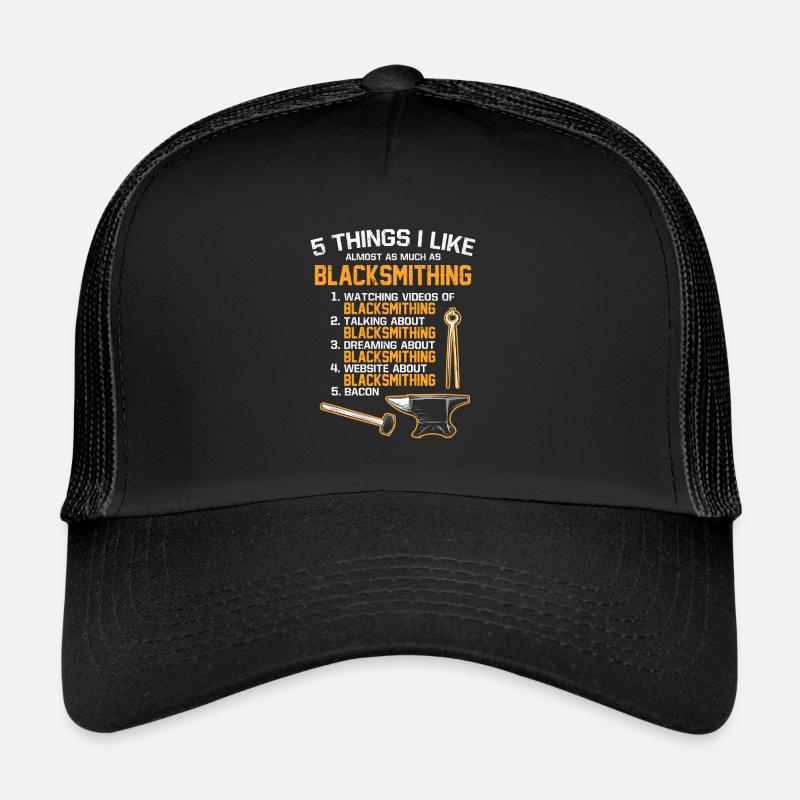 Metallarbeit Handwerker Schmiede Hufschmied - Trucker Cap - Schwarz/Schwarz