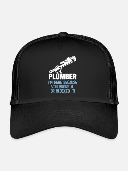 Plombier im ici parce que vous l’avez cassé ou bloqué - Casquette trucker  - noir/noir - Devant