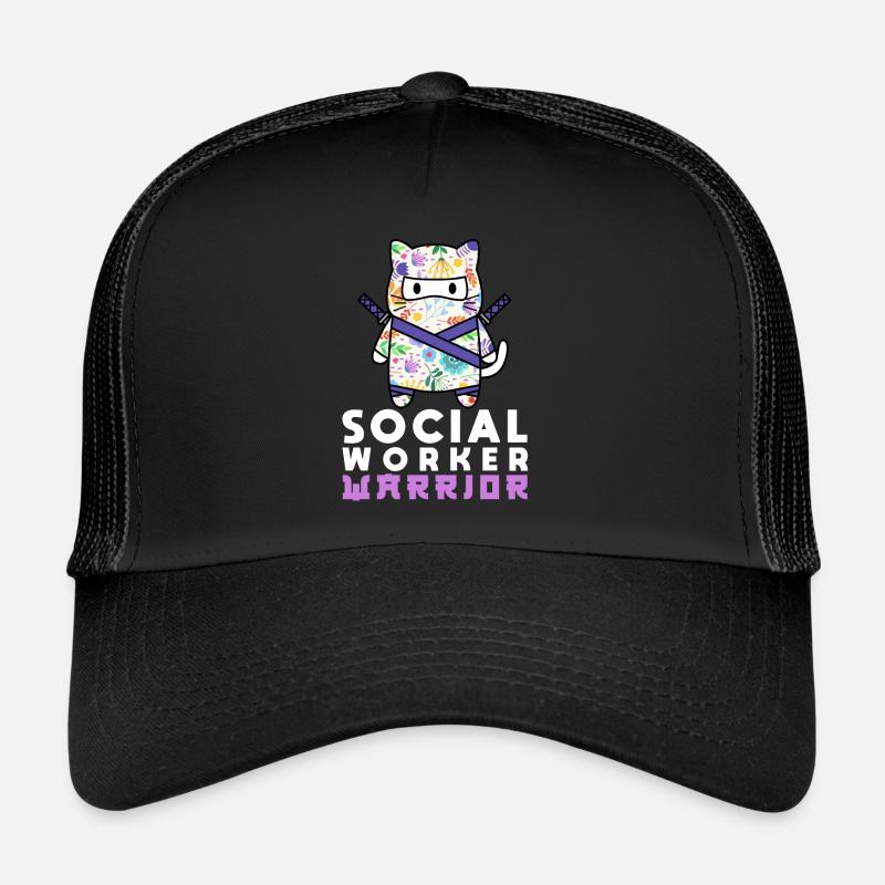School Social Work Month Cat - Trucker Cap - Schwarz/Schwarz