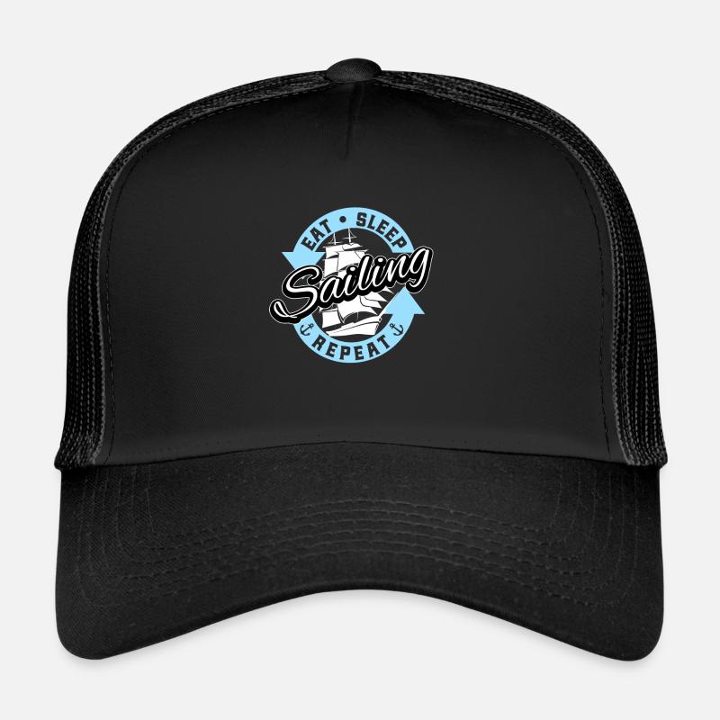 Sailor Sailboat Eat Sleep Voile Répéter Casquette trucker 