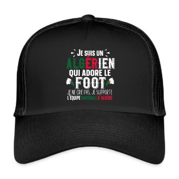Algérien Algérie Football Foot Cadeau Humour Sport - Casquette trucker  - noir/noir - Devant