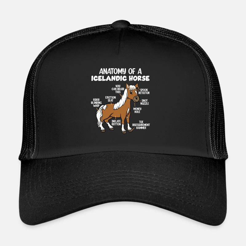 Anatomie eines Islandpferdes - Trucker Cap - Schwarz/Schwarz
