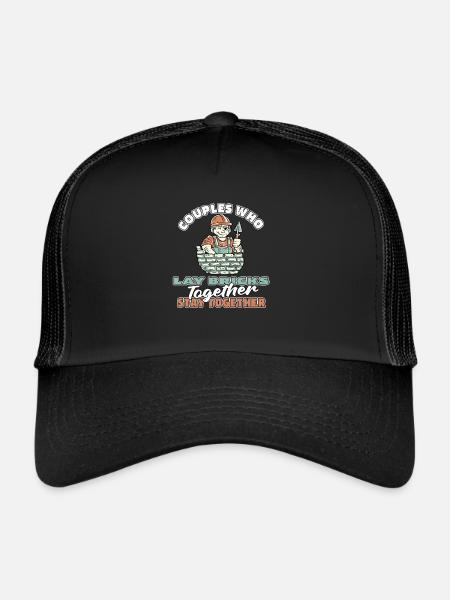 Couple de maçons - Casquette trucker  - noir/noir - Devant