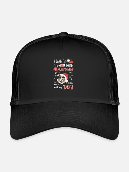 Berger australien Vin chaud Noël - Casquette trucker  - noir/noir - Devant