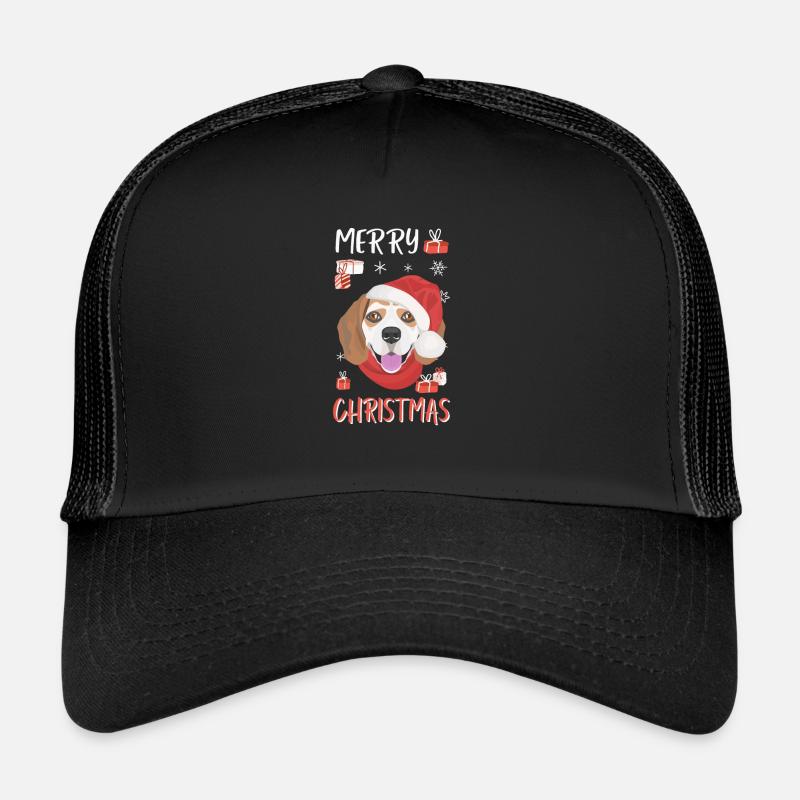 Beagle Frohe Weihnachten - Trucker Cap - Schwarz/Schwarz