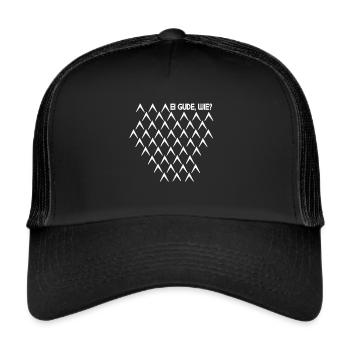 Ei Gude Wie Gerippt Abbelwoiglas Muster Cider - Trucker Cap - Schwarz/Schwarz - Vorne