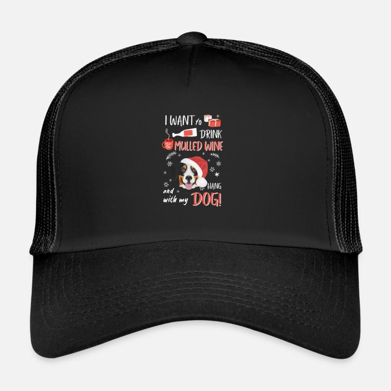 Bernese Mountain Dog mulled wine Christmas Trucker Cap