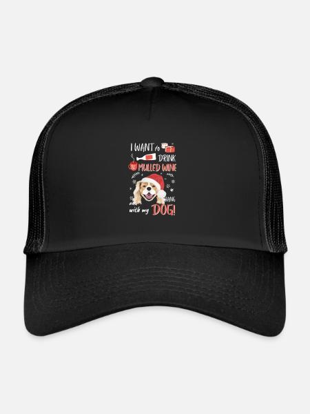 King Charles Spaniel Vin chaud Noël - Casquette trucker  - noir/noir - Devant
