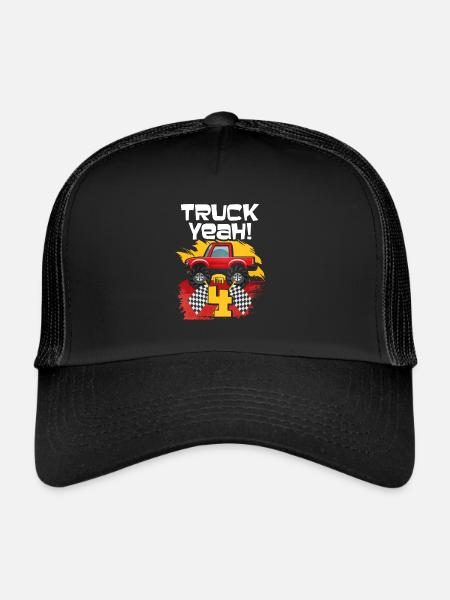 4th birthday - Trucker Cap - black/black - Front